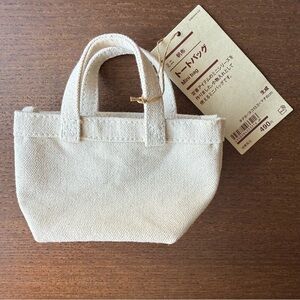 NWT Muji Mini Canvas Tote Bag Natural Beige From Japan
